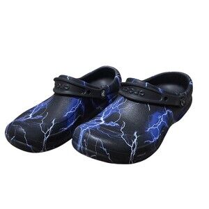 Crocs Lightning Bolt M9 W11 Bistro Graphic Slip Resistant Work Clogs Unlined